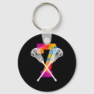 Kids Number 7 Years Lacrosse 7th Birthday Key Ring