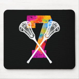 Kids Number 7 Years Lacrosse 7th Birthday Mouse Mat