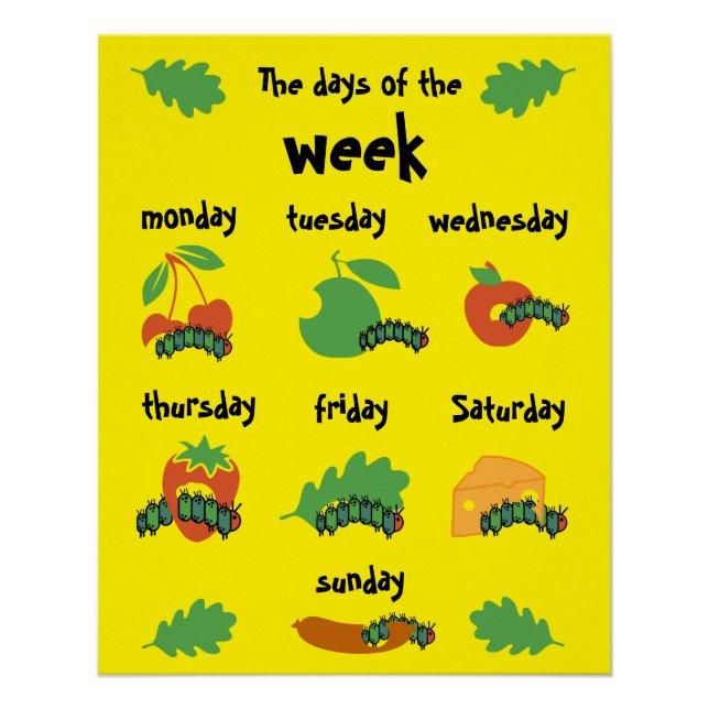 Kids Nursery Days Of The Week Poster (Front)
