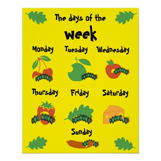 Kids Nursery Days Of The Week Poster (Front)