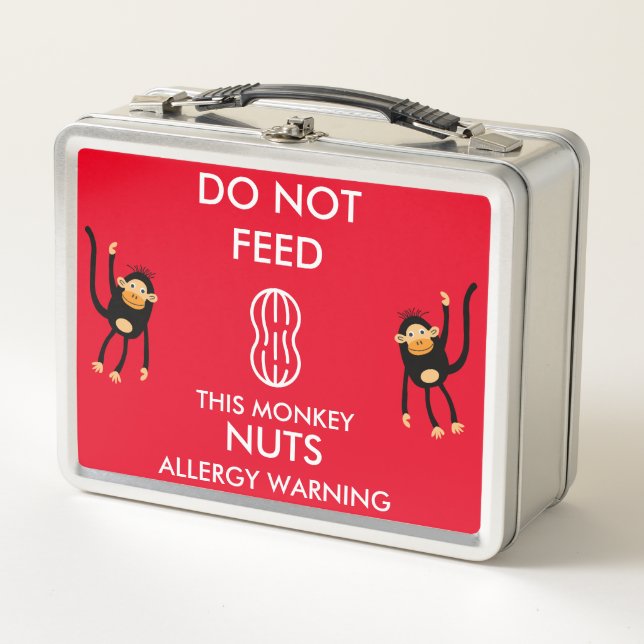 Kids Nut Allergy Warning Metal Lunch Box (Front)