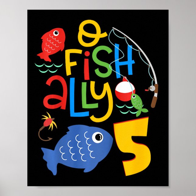 Kids O-fish-ally Five Birthday Decorations 5 Year  (Front)