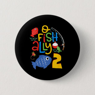 Kids O-fish-ally Two Birthday Decorations 2 Year O 6 Cm Round Badge