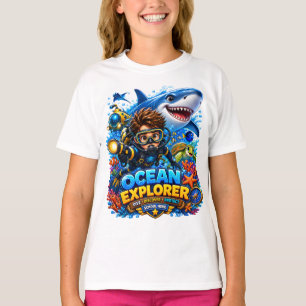 Kids Ocean Explorer Shark Scuba Diving T-Shirt
