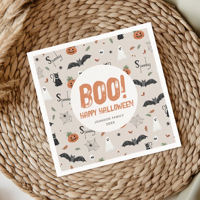 Kids October Spooky Halloween Fall Boo Napkin (Creator Uploaded)