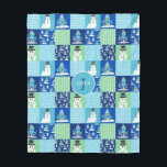 Kids Octopus Winter Sports Patchwork Personalised  Fleece Blanket<br><div class="desc">Kids Octopus Winter Sports Patchwork Personalised Quilt Pattern Blanket. Octopus and Snowman pattern with winter sports,  skiing,  sledding,  and snowboarding. Winter Holiday Christmas or Hanukah or winter birthday.</div>