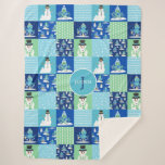 Kids Octopus Winter Sports Patchwork Personalised  Sherpa Blanket<br><div class="desc">Kids Octopus Winter Sports Patchwork Personalised Quilt Pattern Blanket. Octopus and Snowman pattern with winter sports,  skiing,  sledding,  and snowboarding. Winter Holiday Christmas or Hanukah or winter birthday.</div>