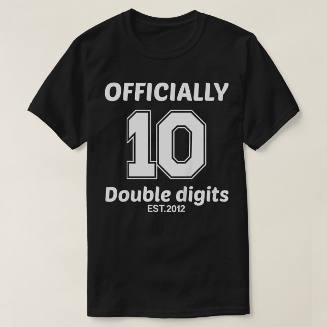Kids Officially 10 Double Digits 10th Birthday Gif T-Shirt (Design Front)