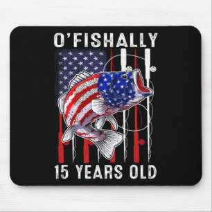 Kids O'fishally 15 Years Old Birthday 15th Birthda Mouse Mat