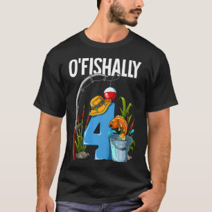 Kids O'fishally 4 Years Old 4th Birthday Fishing T-Shirt