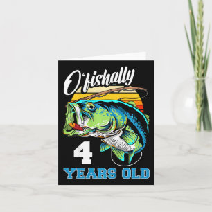 Kids Ofishally 4 Years Old Fisherman 4th Birthday  Card