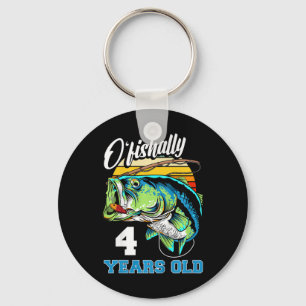 Kids Ofishally 4 Years Old Fisherman 4th Birthday Key Ring