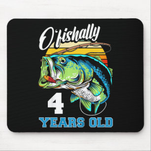 Kids Ofishally 4 Years Old Fisherman 4th Birthday Mouse Mat
