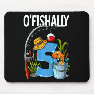 Kids O'fishally 5 Years Old 5th Birthday Fishing Mouse Mat