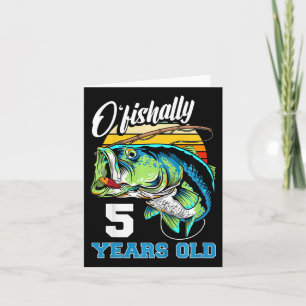 Kids Ofishally 5 Years Old Fisherman 5th Birthday  Card