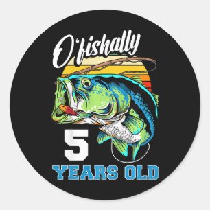 Kids Ofishally 5 Years Old Fisherman 5th Birthday Classic Round Sticker