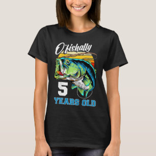 Kids Ofishally 5 Years Old Fisherman 5th Birthday  T-Shirt