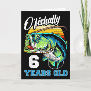 Kids Ofishally 6 Years Old Fisherman 6th Birthday Card