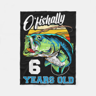 Kids Ofishally 6 Years Old Fisherman 6th Birthday Fleece Blanket