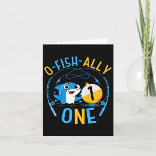 Kids Ofishally One 1st Birthday Fishing Theme O-fi Card