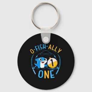 Kids Ofishally One 1st Birthday Fishing Theme O-fi Key Ring