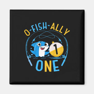 Kids Ofishally One 1st Birthday Fishing Theme O-fi Magnet