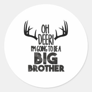 Kids Oh Deer Big Brother Hunting Pregnancy Announc Classic Round Sticker