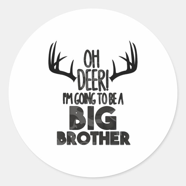 Kids Oh Deer Big Brother Hunting Pregnancy Announc Classic Round Sticker (Front)