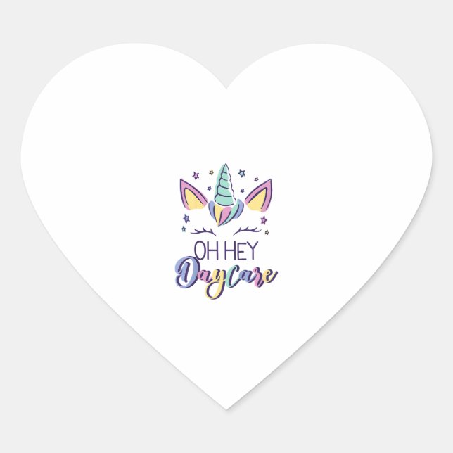 Kids Oh Hey Daycare Vibes First Day Of Daycare Gir Heart Sticker (Front)