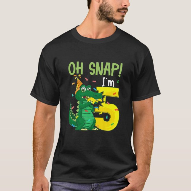 Kids Oh Snap I'm 5 Crocodile 5Th Birthday Alligato T-Shirt (Front)