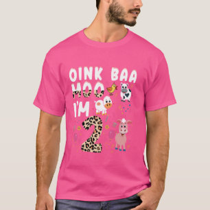 Kids Oink Baa Moo I'm 2 Farm Animals 2nd Birthday T-Shirt