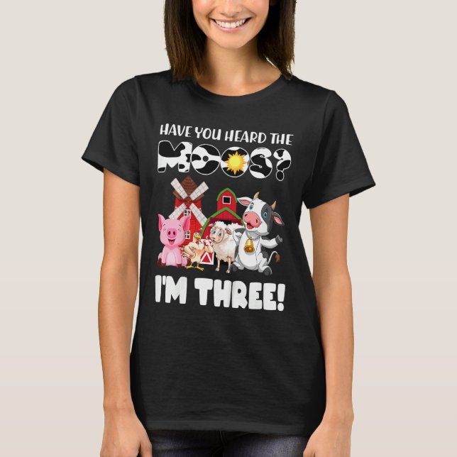 Kids Oink Baa Moo I'm 3 Farm Theme Birthday  2 Yea T-Shirt (Front)