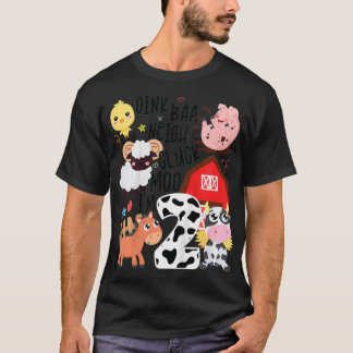 Kids Oink Baa Neigh Cluck Moo I'm Two 2 Farmer 2nd T-Shirt