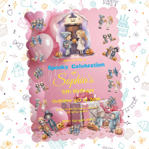 Kids on Halloween Theme Invite for Kids Birthday