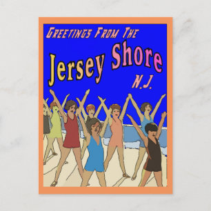 Kids on Jersey Shore Beach Postcard