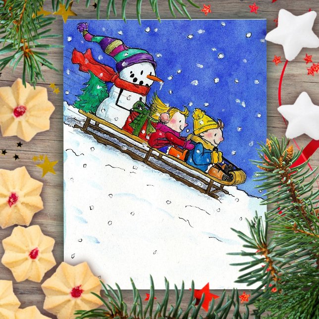 KIDS ON SLED postcard by Nicole Janes (Creator Uploaded)