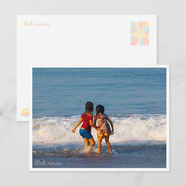 Kids on the Bali Beach -  Authentic Postcard (Front/Back)