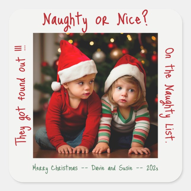 Kids On The Naughty List Christmas Square Sticker (Front)