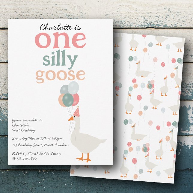 Kids One Silly Goose 1st Cute Birthday Party Invitation (Kids One Silly Goose 1st Cute Birthday Party Invitation)