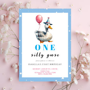 Kids One Silly Goose First Birthday  Invitation