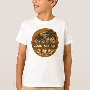 Kids orange palm tree custom name reunion tshirt