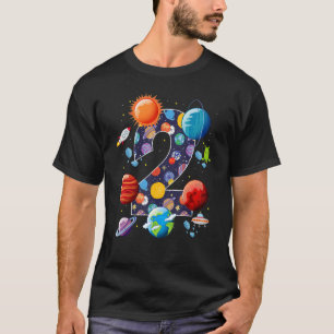 Kids Outer Space 2 Year Old 2nd Birthday Boys Girl T-Shirt
