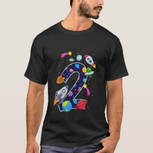 Kids Outer Space 2 Year Old 2nd Birthday Planets A T-Shirt