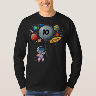 Kids Outer Space Astronaut 10th Birthday Party 10 T-Shirt