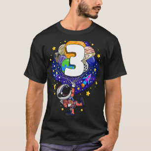Kids Outer Space Astronaut 3rd Birthday Boy 3 Year T-Shirt