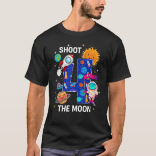 Kids Outer Space Astronaut 4th Birthday Boy 4 Year T-Shirt