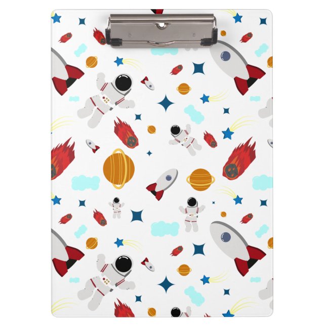 Kid's Outer Space & Astronaut Pattern Clipboard (Front)