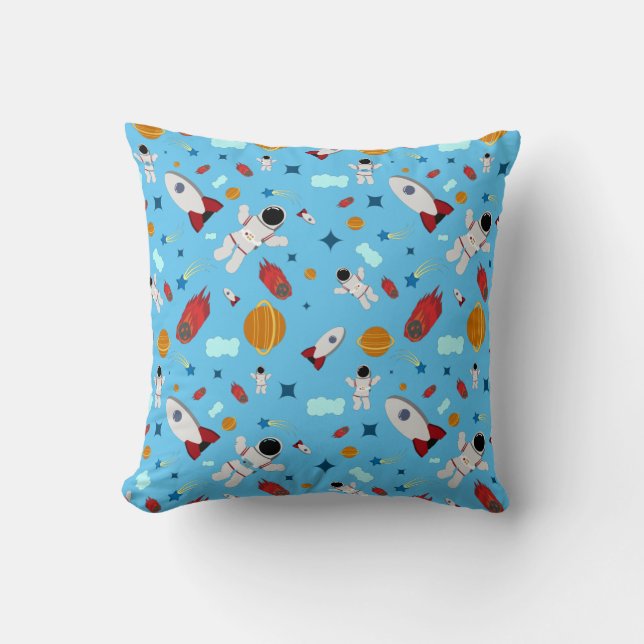 Kid's Outer Space & Astronaut Pattern Cushion (Front)