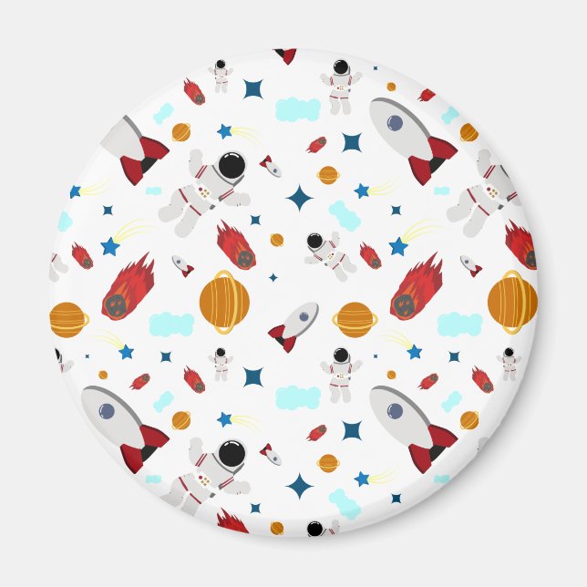 Kid's Outer Space & Astronaut Pattern Magnet (Front)