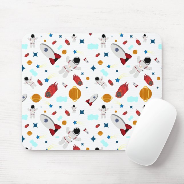 Kid's Outer Space & Astronaut Pattern Mouse Mat (With Mouse)